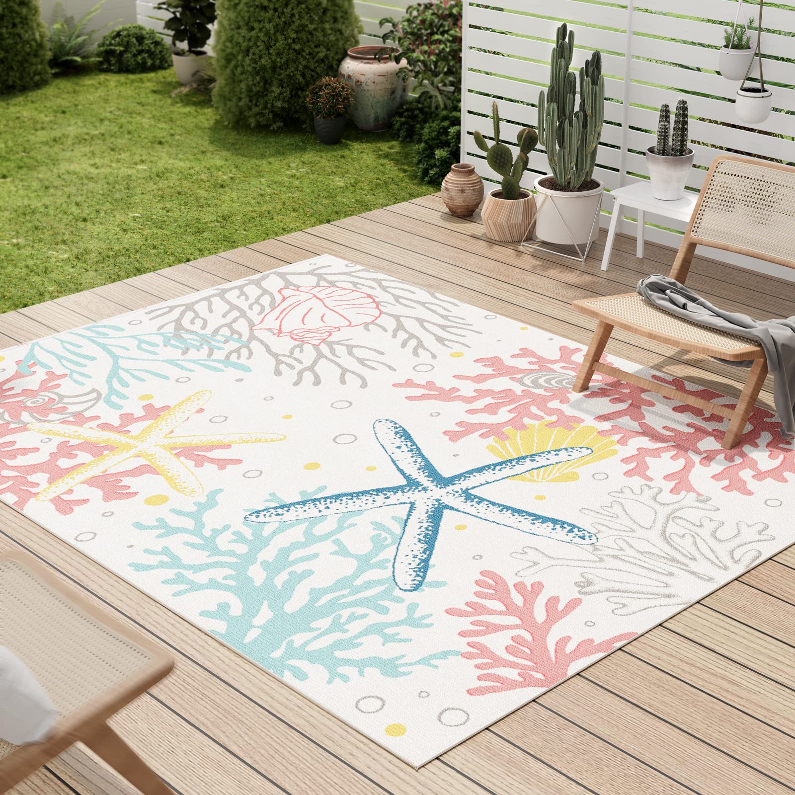 Dripex Indoor/Outdoor Area Rug, NonSlip 6x9 Large Rugs Resist Dirt