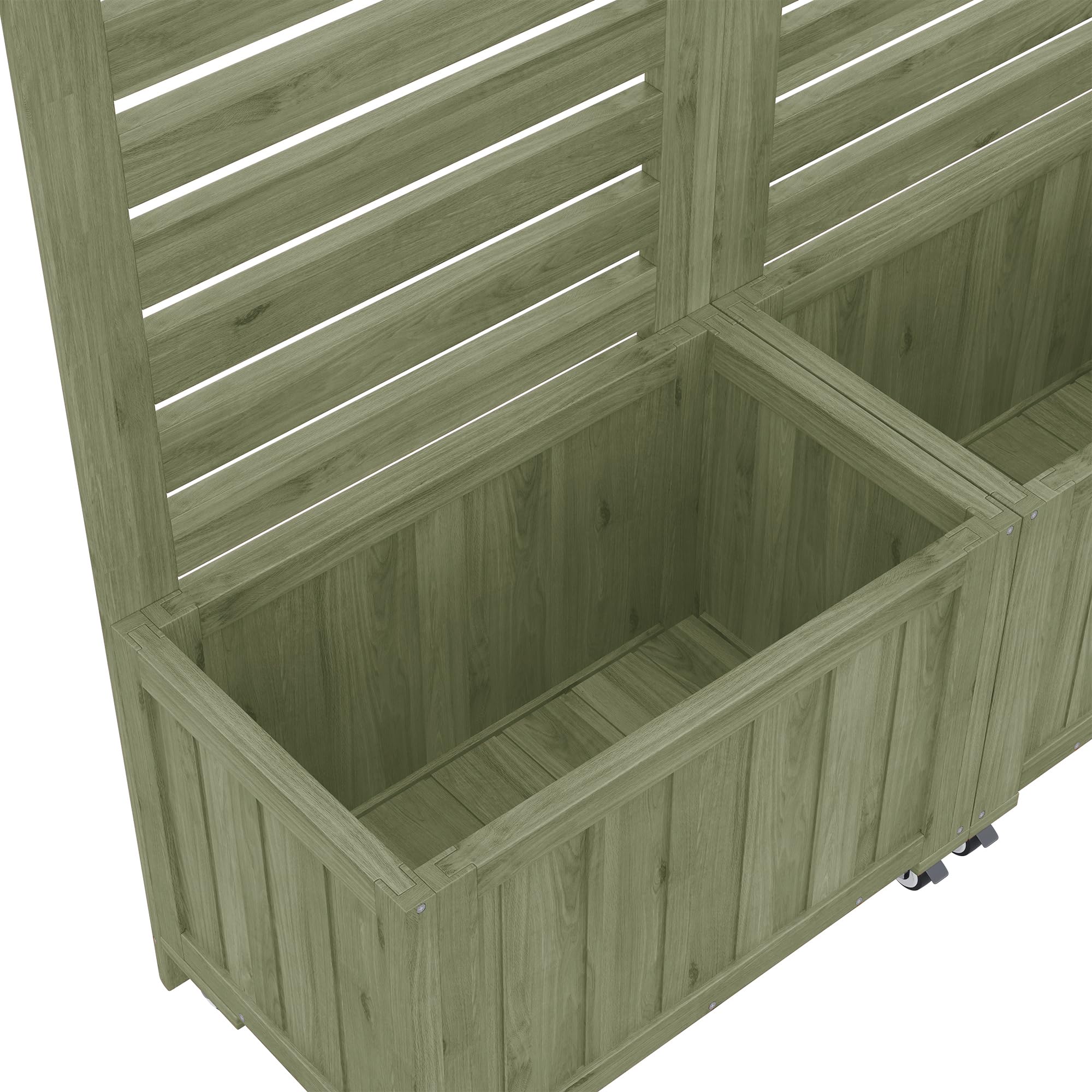 Merax Jardinière avec treillis, 2 grilles de jardin & 2 bacs à plantes, bois de sapin résistant aux intempéries, pliable, avec roues universelles, jardinière d’extérieur pour jardin, terrasse, cour