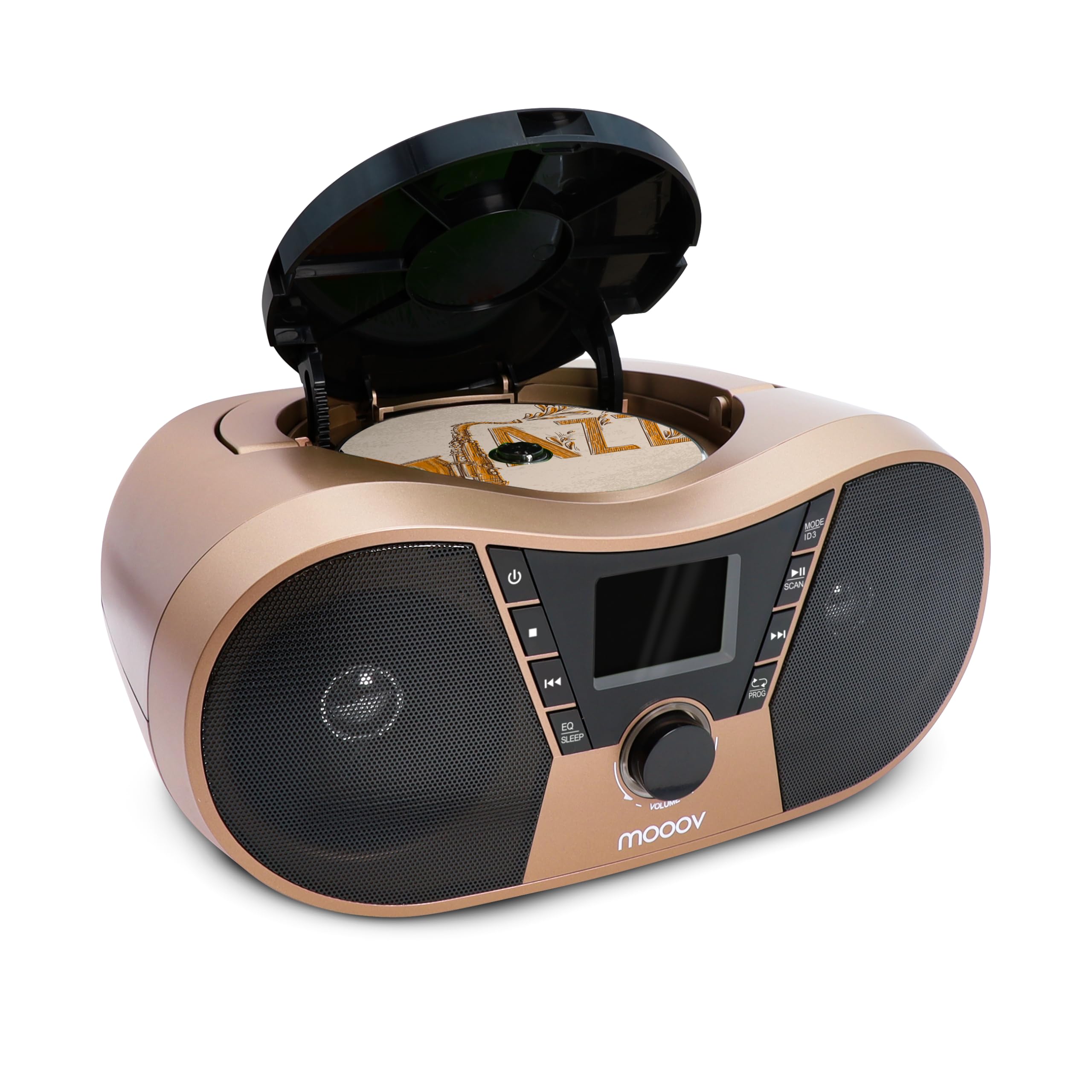 Mooov Copper & Black CD Speler Met FM Radio, USB Poort, Slaap En ID3 Functies 753684774