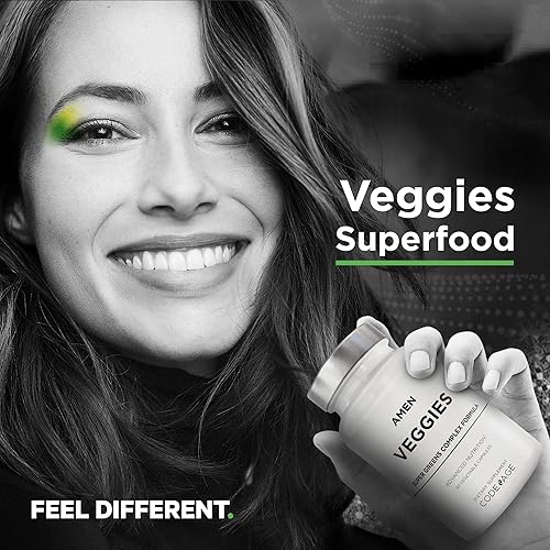 Miniatura 9 de Amen Veggies, Suplemento de vitaminas diarias de verduras, mezcla vegana de verduras y cápsulas multivitamínicas de verduras crudas integrales,