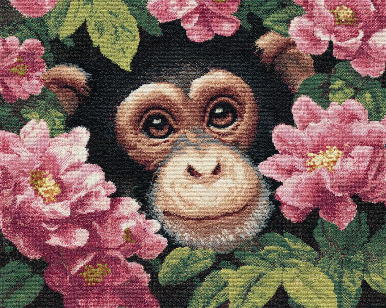 AxiangziK DIY Counted Cross Stitch Kits Monkeys and Flowers 11CT 80x100cm