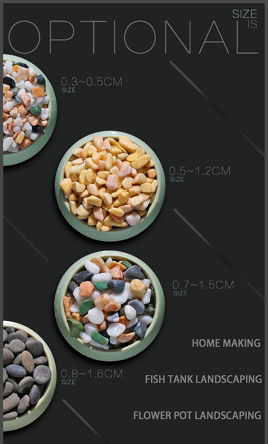 COYOUCO White Gravels, Irregular Shaped Natural Rock Pebbles, DIY Polished Rocks for Potted Plant,Bonsai,Vase Fillers, Fish Tank, Aquarium Gravel Rocks,B