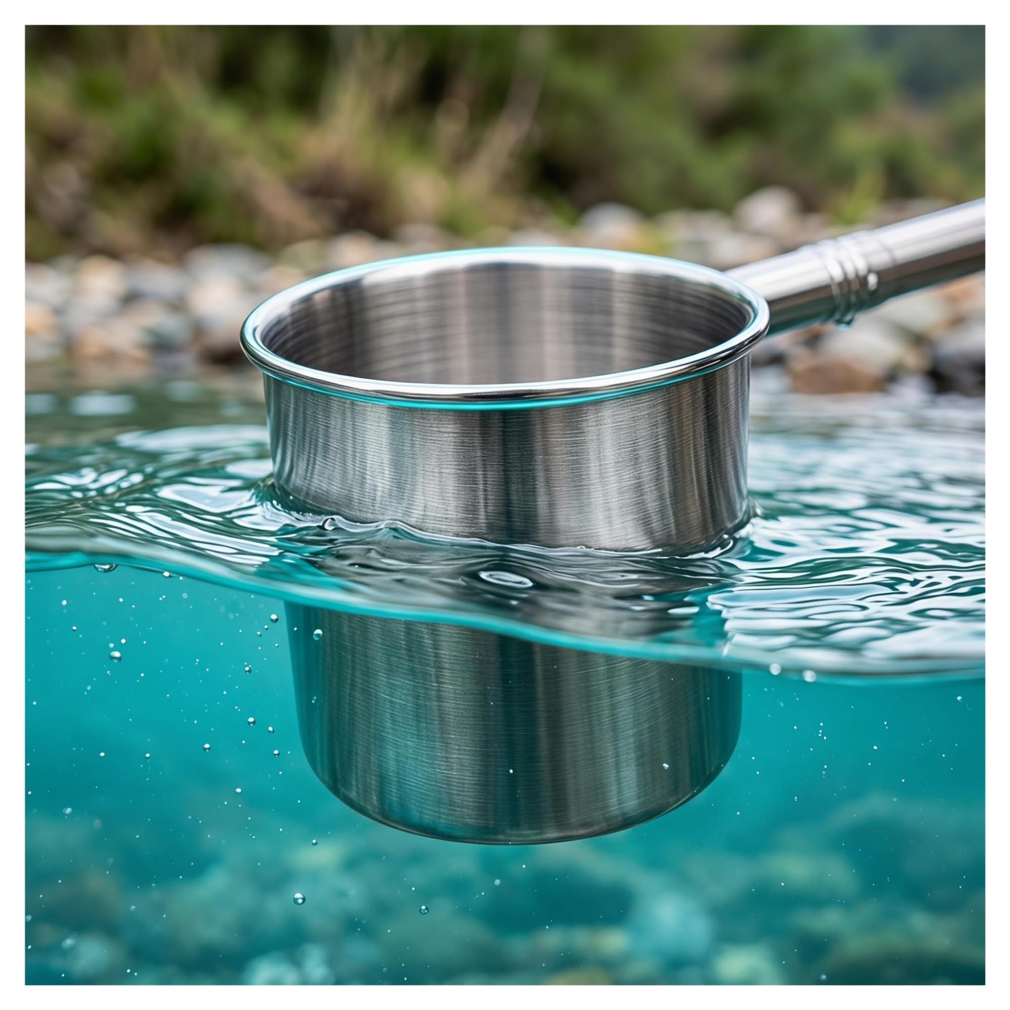 Teleskopischer Wasserprobenehmer aus EdelstahlWasserprobenahme-Löffelsystem | Mit Haken und Doppelgriff, Pendelbecher-Design, klare Skala, einfach zu tragen und aufzubewahren