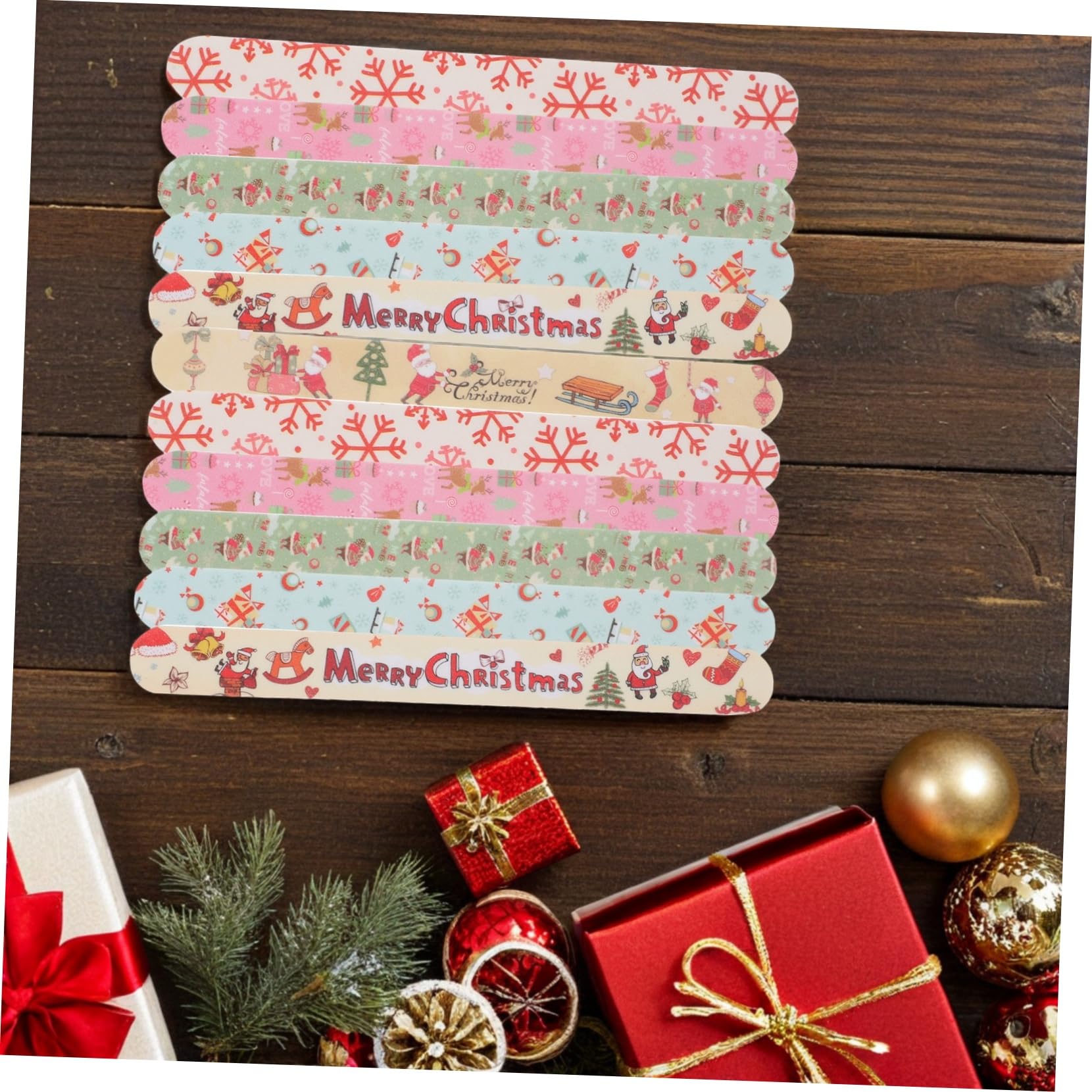 Nagelfeilen aus Eva mit Weihnachtlichen 24 Stück Maniküre und Pediküre Accessoire Zufälliger Stil für Zuhause und Natürliche Nägel
