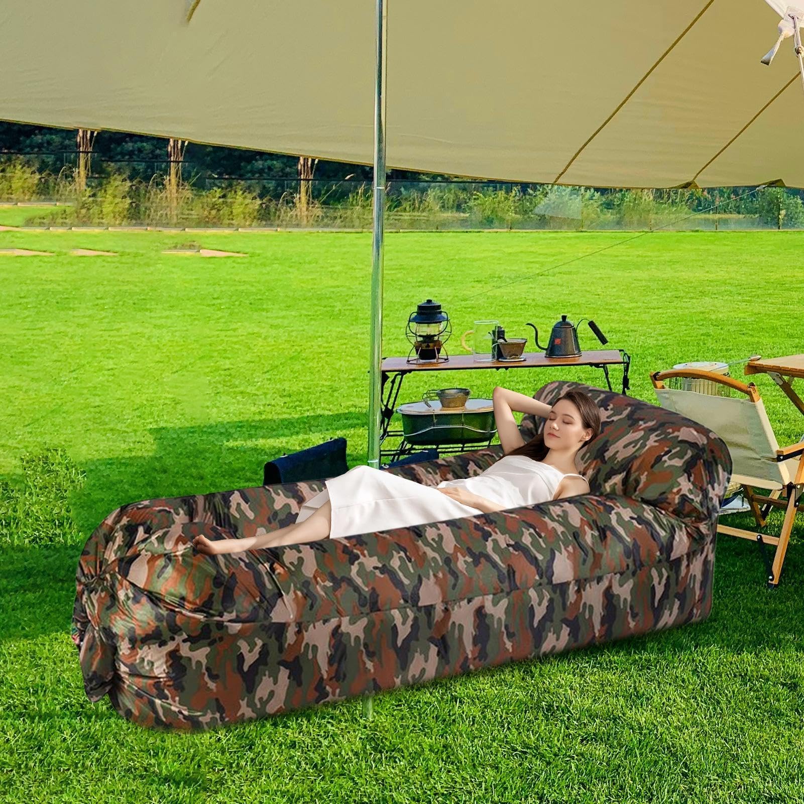 Poltrona gonfiabile – Divano gonfiabile per all'aperto, anti perdite d'aria con design impermeabile, attrezzatura da campeggio, escursionismo, festival di musica, spiaggia