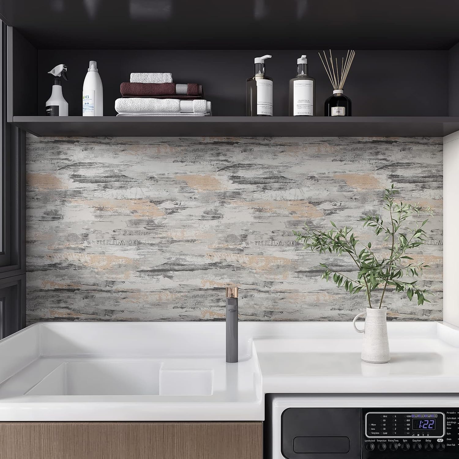 CRE8TIVE Large Size 24"x708" Concrete Contact Paper Stained Cement Look Wallpaper Extra Thick Durable Texture Decorative Sticker Roll Peel and Stick Self Adhesive Wall Mural for Bedroom Countertop