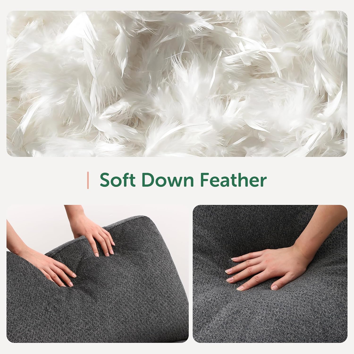 HONBAY Cloud Couch Modular Sectional Sofa Chenille Cloud Couch Sectional L Shaped Deep Seat Modular Sofa, Dark Grey