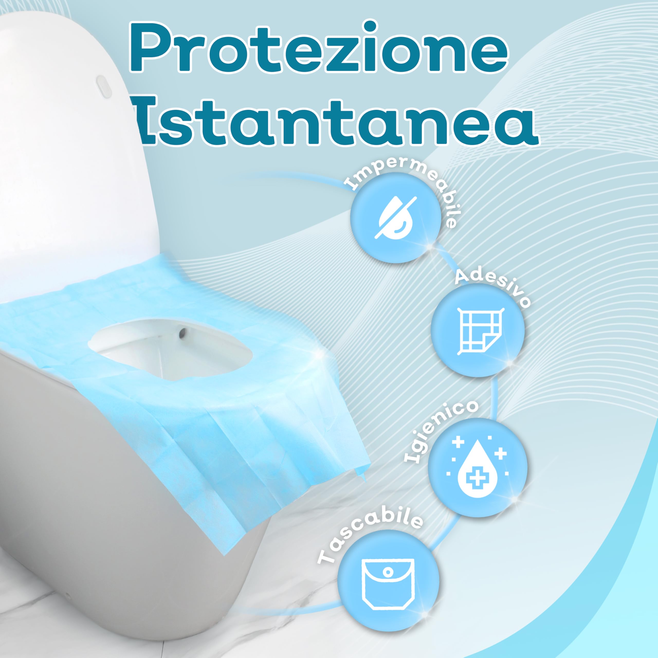 Copriwater usa e getta con copertura totale e adesivi antiscivolo - guanti igienici