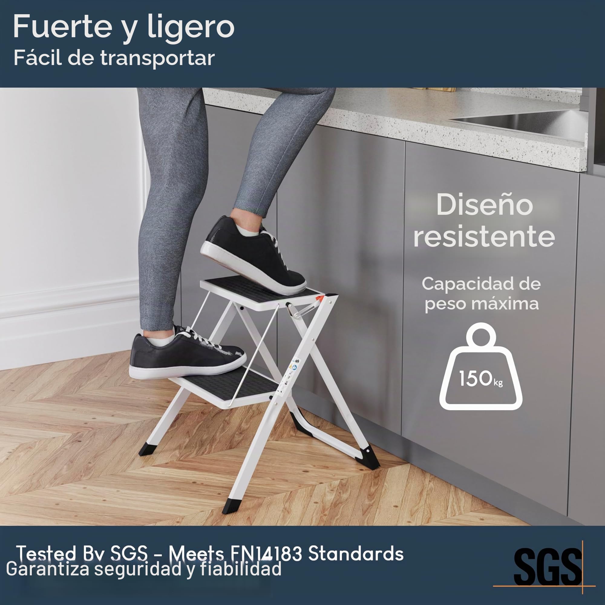 Home Vida – Potro Plegable con Goma Antideslizante, Resistente, de Metal, de Dos escalones y de Color Negro y Blanco