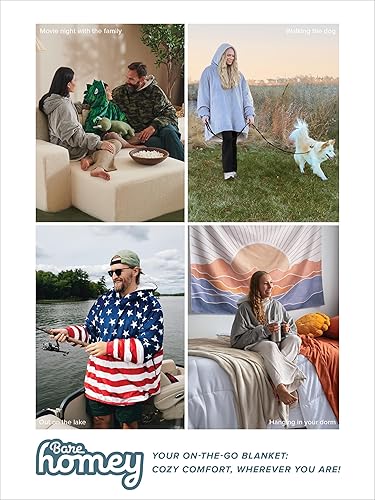 Miniatura 3 de Bare Home Manta Sherpa portátil, cálida y acogedora, manta de felpa suave con capucha, tallas para adultos y jóvenes