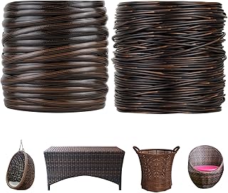 Patio Furniture Wicker Repair Kit Synthetic Rattan Material for Patio Chair Sets Knit and Replacement DIY Garden Outdoor Patio Furniture Sofa Table,Fruit Baskets, vases, etc. (Brown)