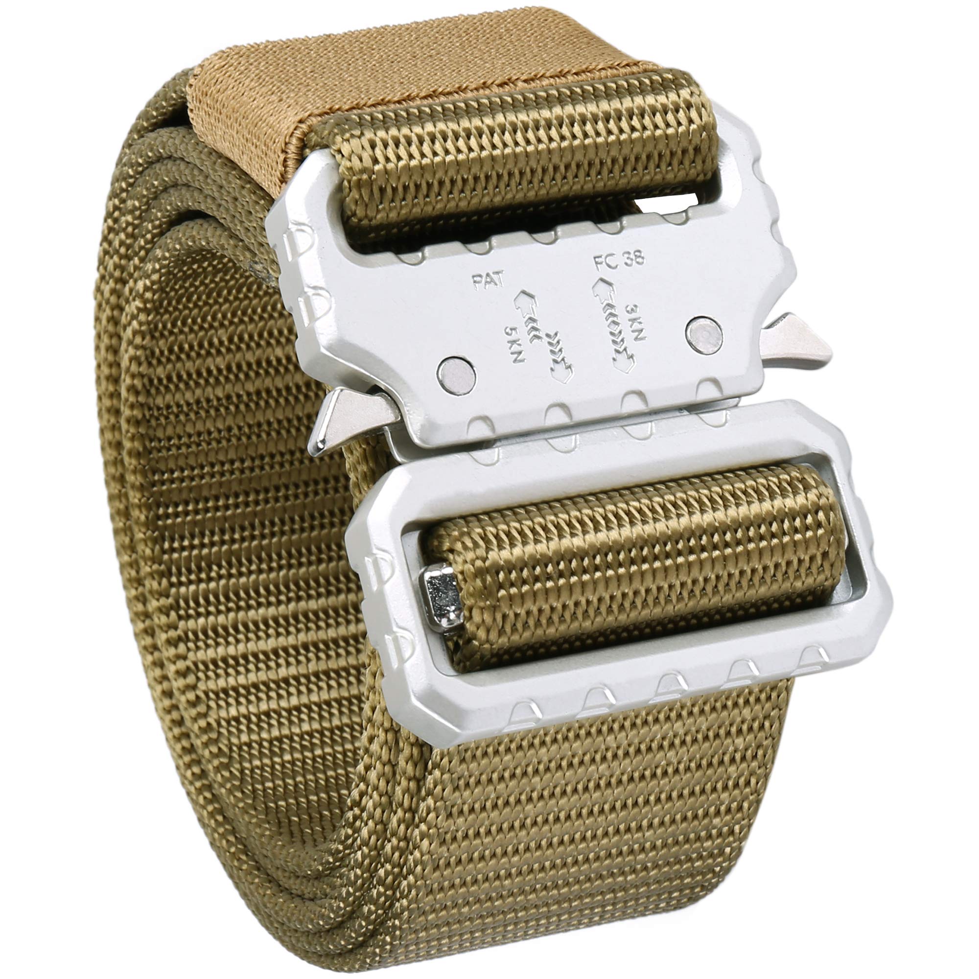 AXBXCX Non-slip Tactical Belt Men's Military Nylon Webbing 1.5" Metal Buckle Belt