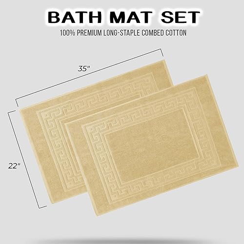 Miniatura 3 de SUPERIOR Alfombrillas de baño de calidad de hotel y spa, juego de 2 alfombras de baño, 100% algodón, color canario, 22 x 35 pulgadas