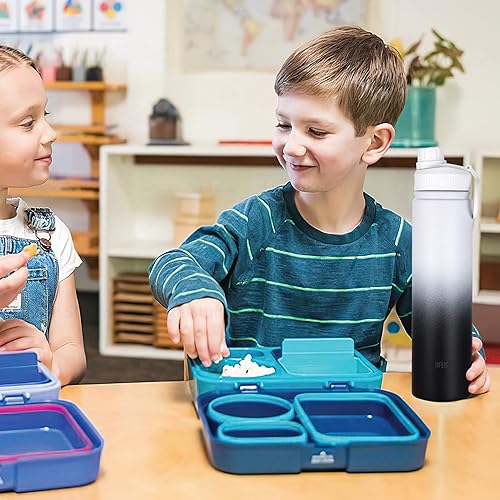 Miniatura 8 de Botella de agua aislada con 3 tapas, frasco de doble pared de acero inoxidable con mango de paracaídas, funda protectora de silicona, 2 popotes, a