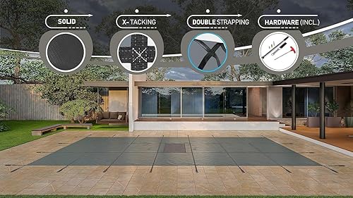 Miniatura 6 de WaterWarden Cubierta de seguridad sólida para alberca enterrada, cumple F1346 de la ASTM según UL, triple costura, con accesorios, 16 x 40 pies,