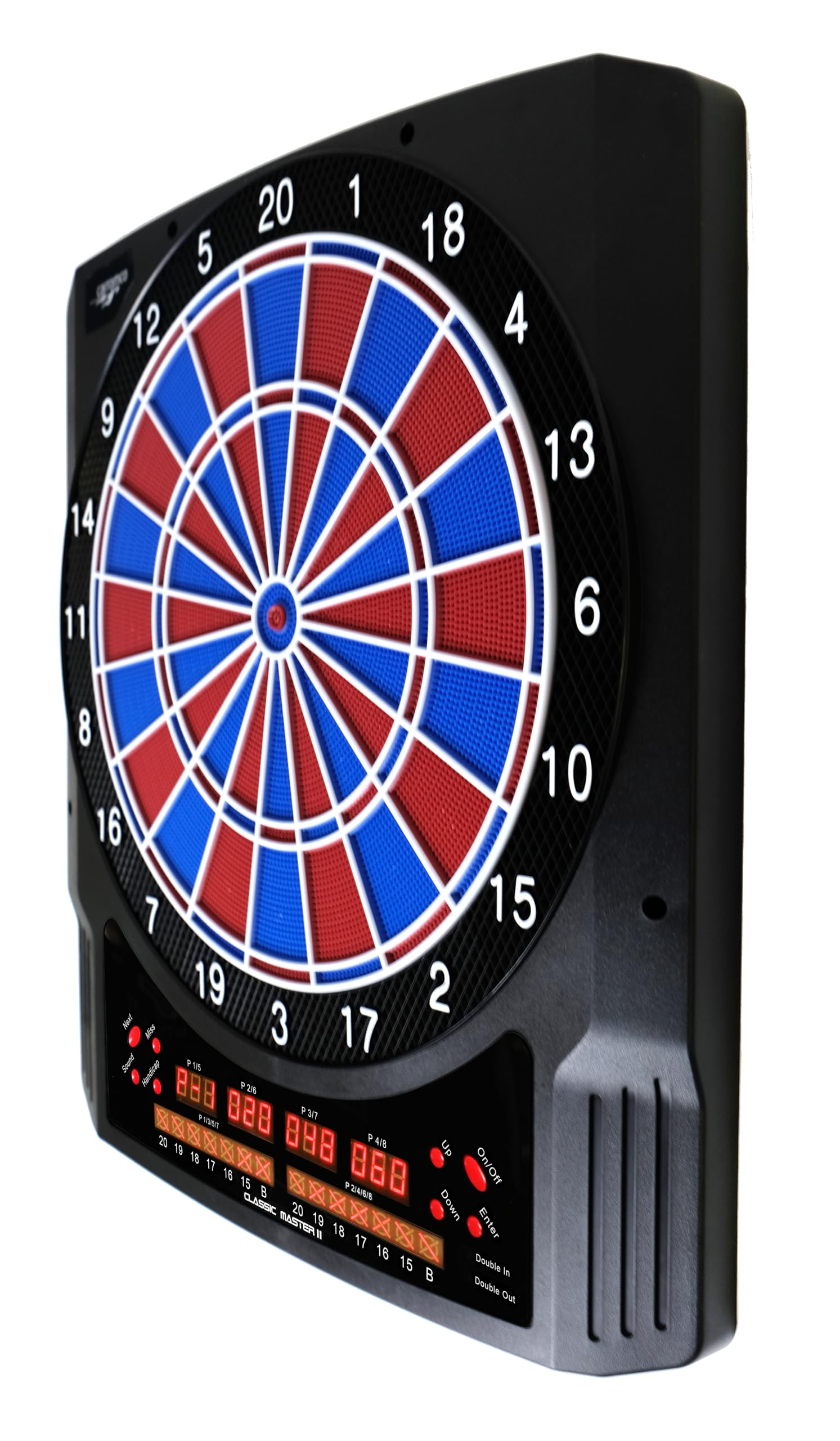 Carromco Bersaglio Freccette Elettronico - Classic Master II - Freccette con Punta in Plastica, 36 Giochi e 585 Varianti, Cricket, 6 Display LED, per 1-8 Giocatori