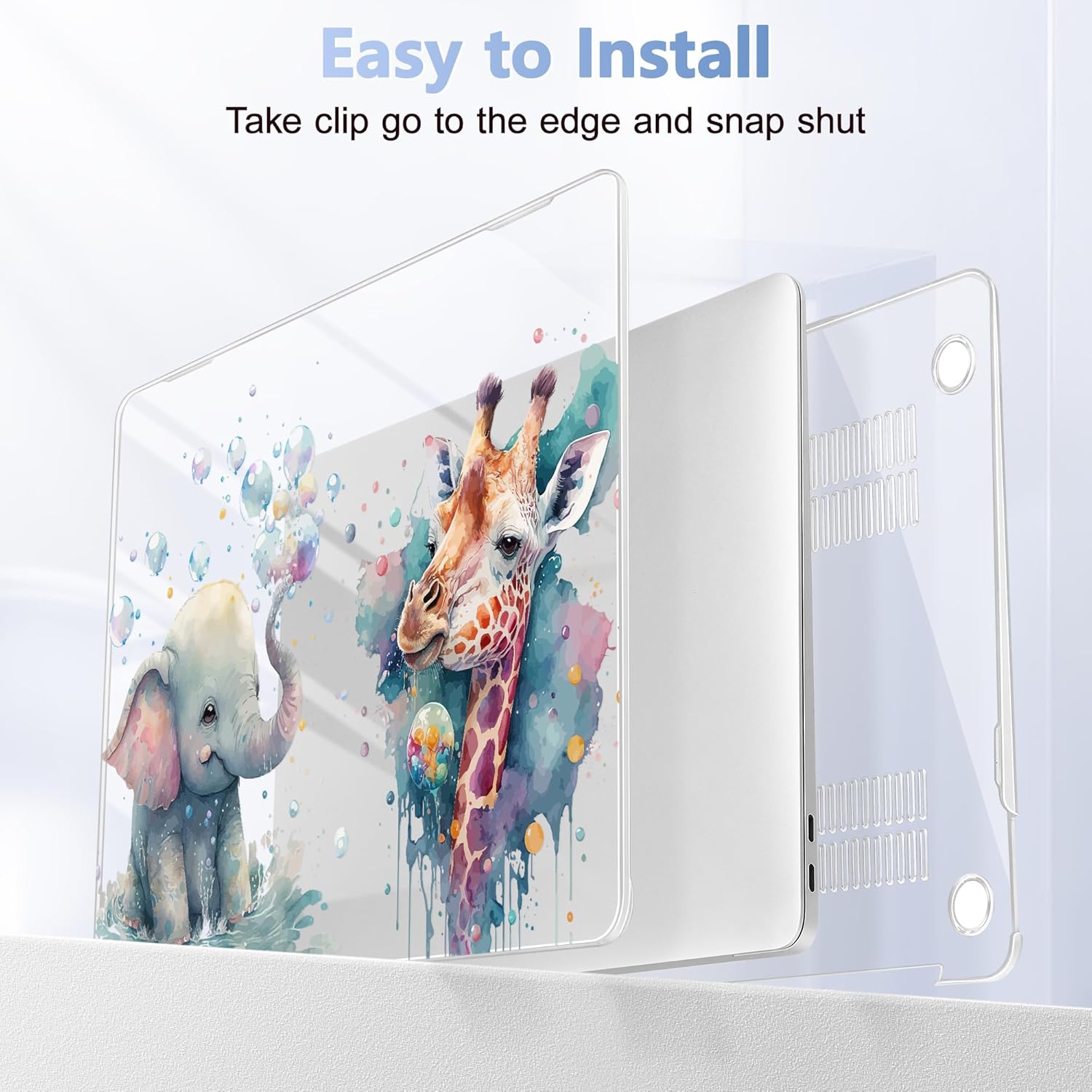 for MacBook Air 13 Inch Case 2020-2018 (A2337 M1 A2179 A1932), Shockproof Hard Shell Cover with Screen Protector, for Retina Display & Touch ID–Protection for MacBook Air - Elephant & Giraffe - Image 5