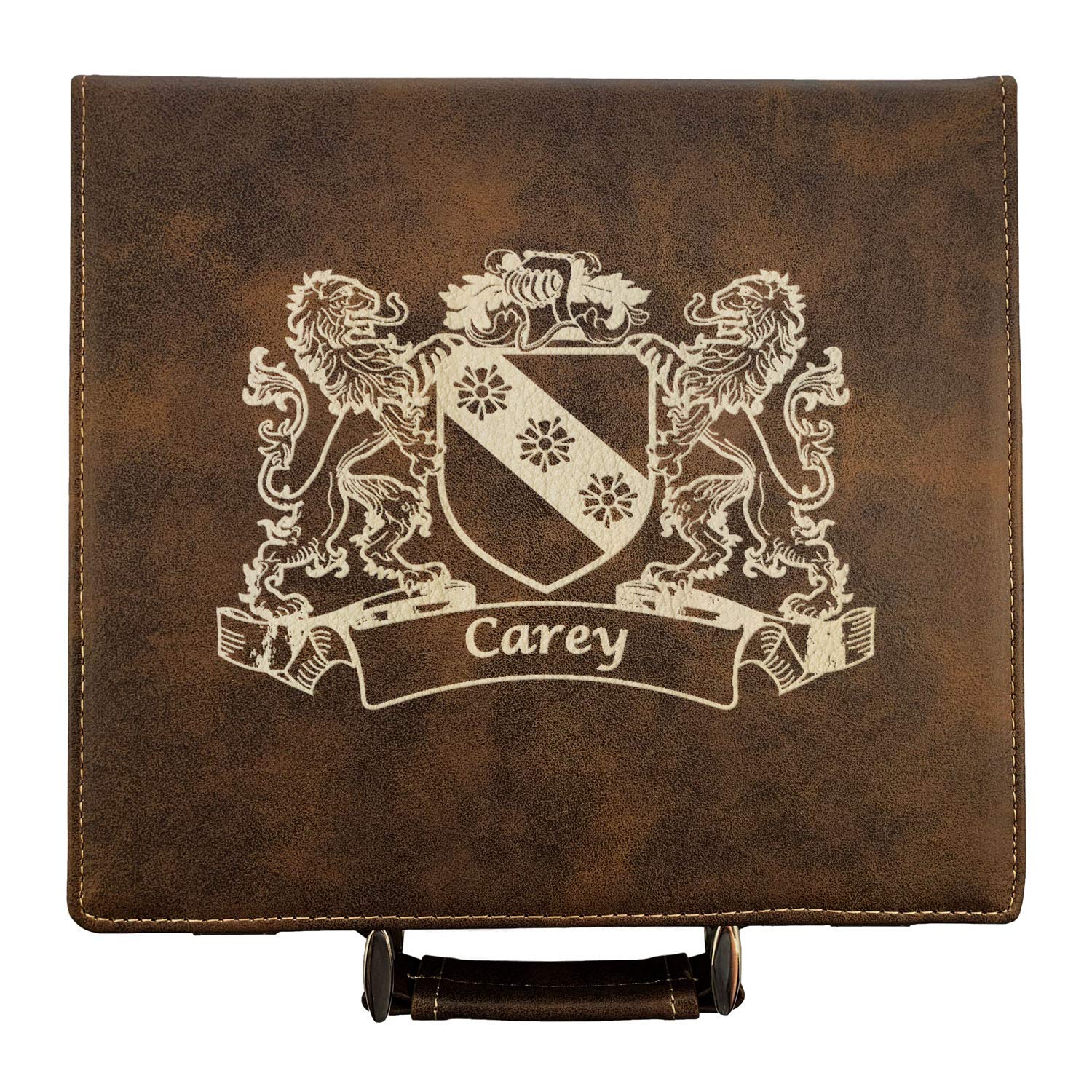 Carey Irish Coat of Arms Leather Poker Set