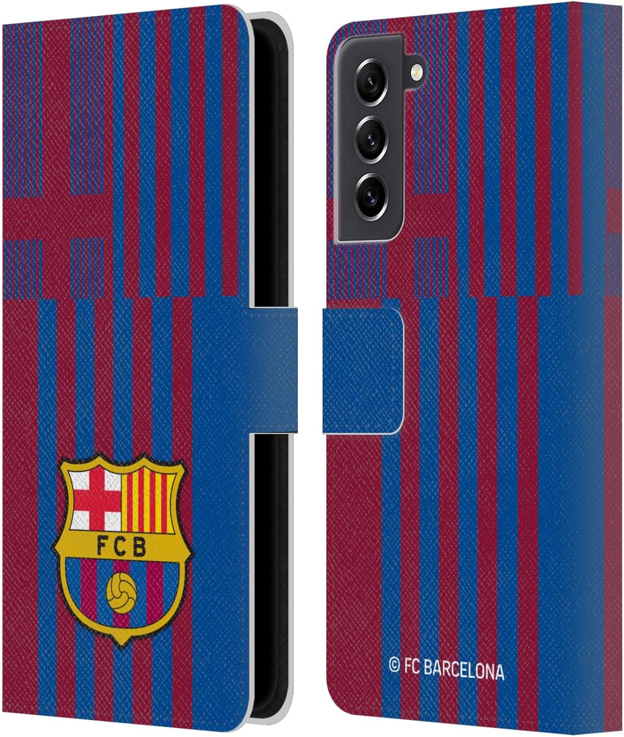 Head Case Designs Officially Licensed FC Barcelona Home 2021/22 Crest KIT Leather Wallet Case Compatible with Samsung Galaxy S21 FE 5G