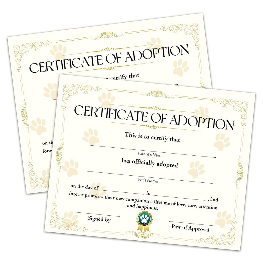 amazon-com-pet-adoption-certificate-adopt-a-pet-certificate-for-girl-boy-golden-pet-adoption-party-decorations-cat-dog-birthday-party-favors-supplies-10-adoption-certificates-cc16-office-products for Free Printable Dog Adoption Certificate Amazon.com : Pet Adoption Certificate - Adopt A Pet Certificate for Girl Boy - Golden Pet Adoption Party Decorations - Cat Dog Birthday Party Favors Supplies, 10 Adoption Certificates (CC16) : Office Products for Free Printable Dog Adoption Certificate