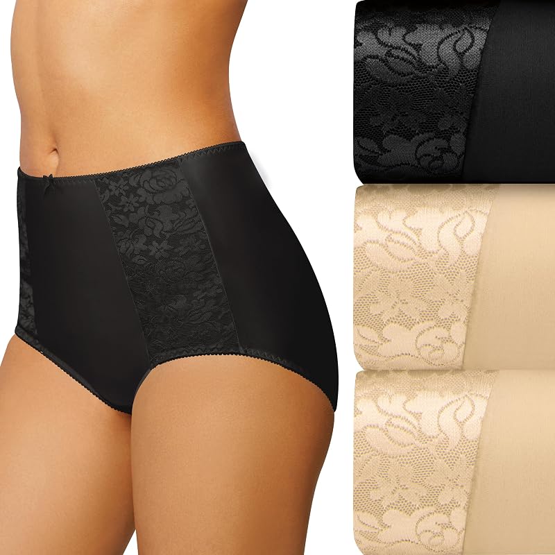 Bali Women's Underwear Pack, Double Support Stretch Brief Panties, Moisture-wicking Underwear for Women, 3-pack