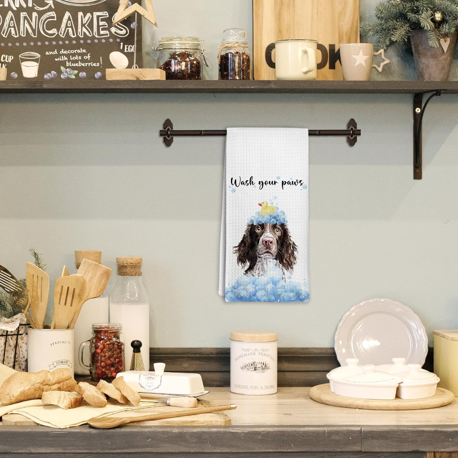 Funny Springer Spaniel Dog Bathroom Hand Towels, English Springer Spaniel Dogs Gifts for Men Women, Dog Decorative Hand Towels for Bathroom Decor, Wash Your Paws Kitchen Dish Towel, 16x24 Inch - Image 2