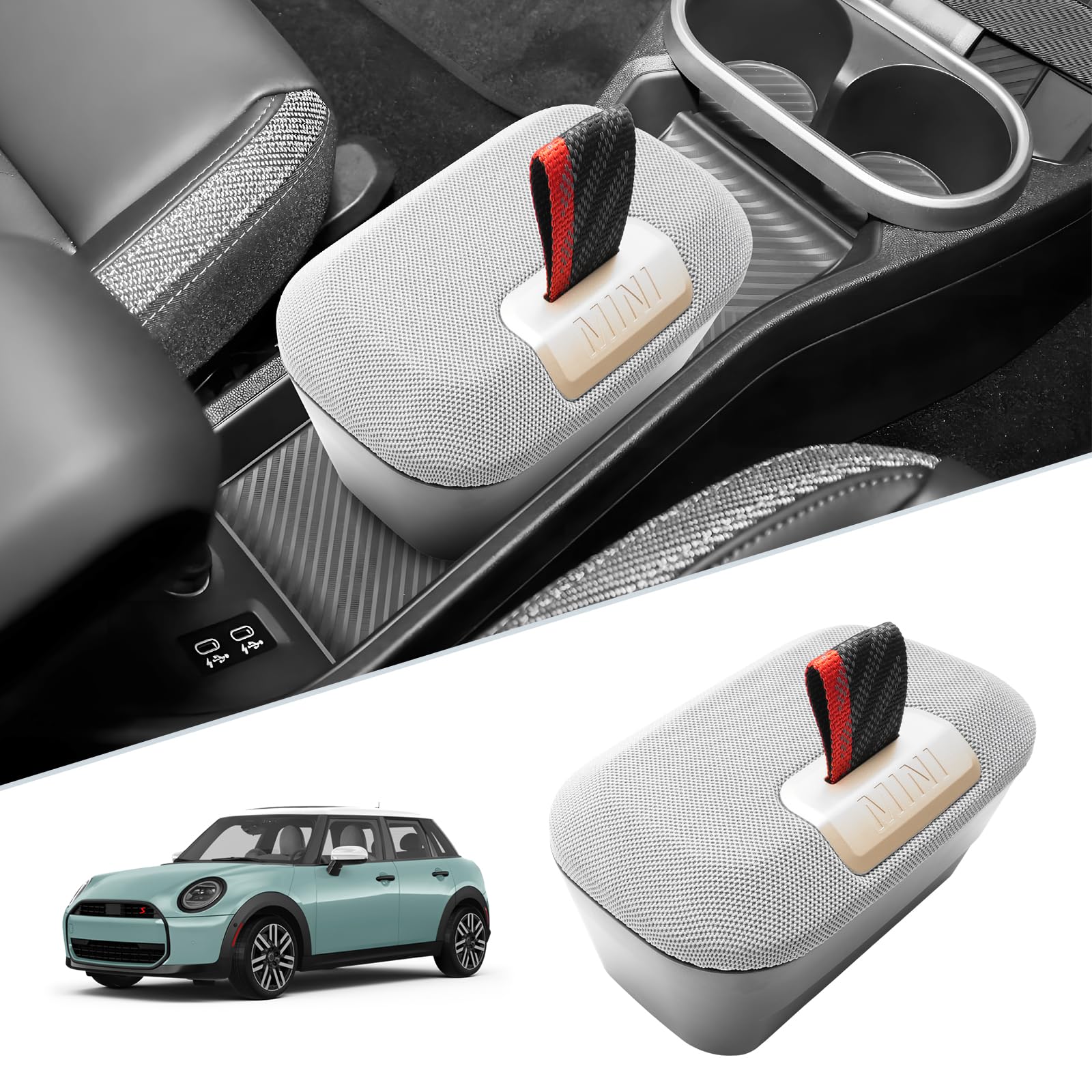 SKTU Contenitore portaoggetti console centrale per Mini Cooper F65 F66 Works Petrol 2024-2026 2027 Vano portaoggetti console centrale, Accessori Mini (Non compatibile J01 J05 Electric)