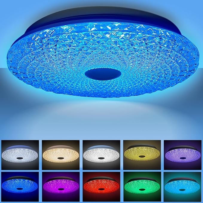 JOUALY 30W RGB Led Flush Mount Ceiling Light 12 Inch 3000LM 3000