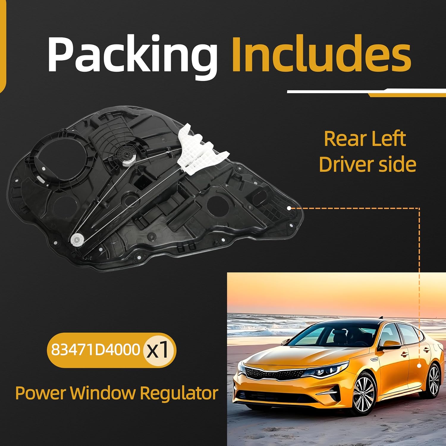 Rear Left Driver Side Power Window Regulator Compatible with Kia Optima 2016 2017 2018 2019 2020, Rear Window Regulator Replacement OE# 83471D4000, 83471D5000