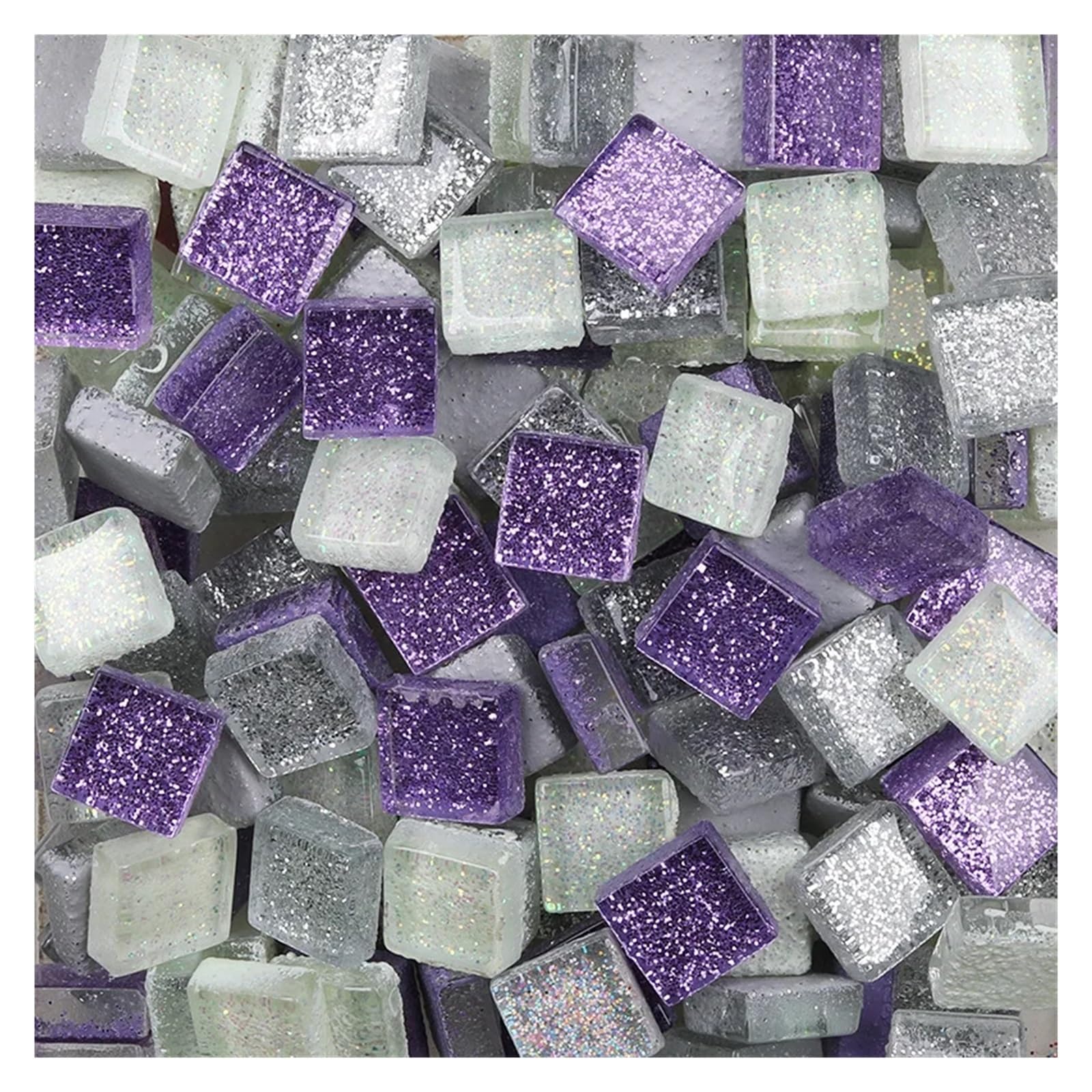 Sppeoukj Color 12 50Pcs Diy Mix Color Glitter Glass Mosaic Stones Mosaic Tiles Glass Pebbles Crafts Material Puzzle(Color 12)