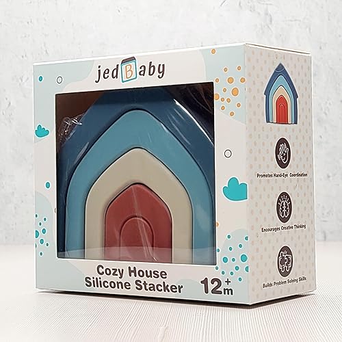 Miniatura 6 de Jedbaby House - Juguete apilable de silicona, 4 piezas, seguro, no tóxico, educativo, para bebés y niños pequeños de 12 meses