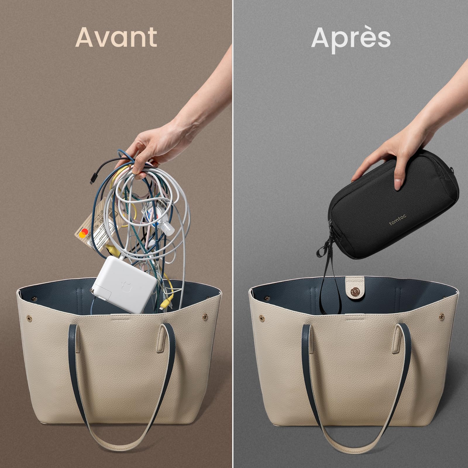 Tomtoc Sac de Rangement Câble, Organisateur de Câbles Portable Tech Pouch pour Accessoires Techniques et Voyage