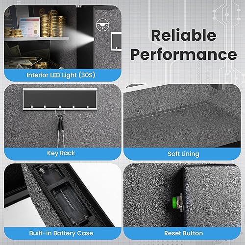 Miniatura 5 de Caja de seguridad contra incendios de 2.0 pies cúbicos para uso doméstico con bolsa impermeable ignífuga, caja fuerte de seguridad con teclado