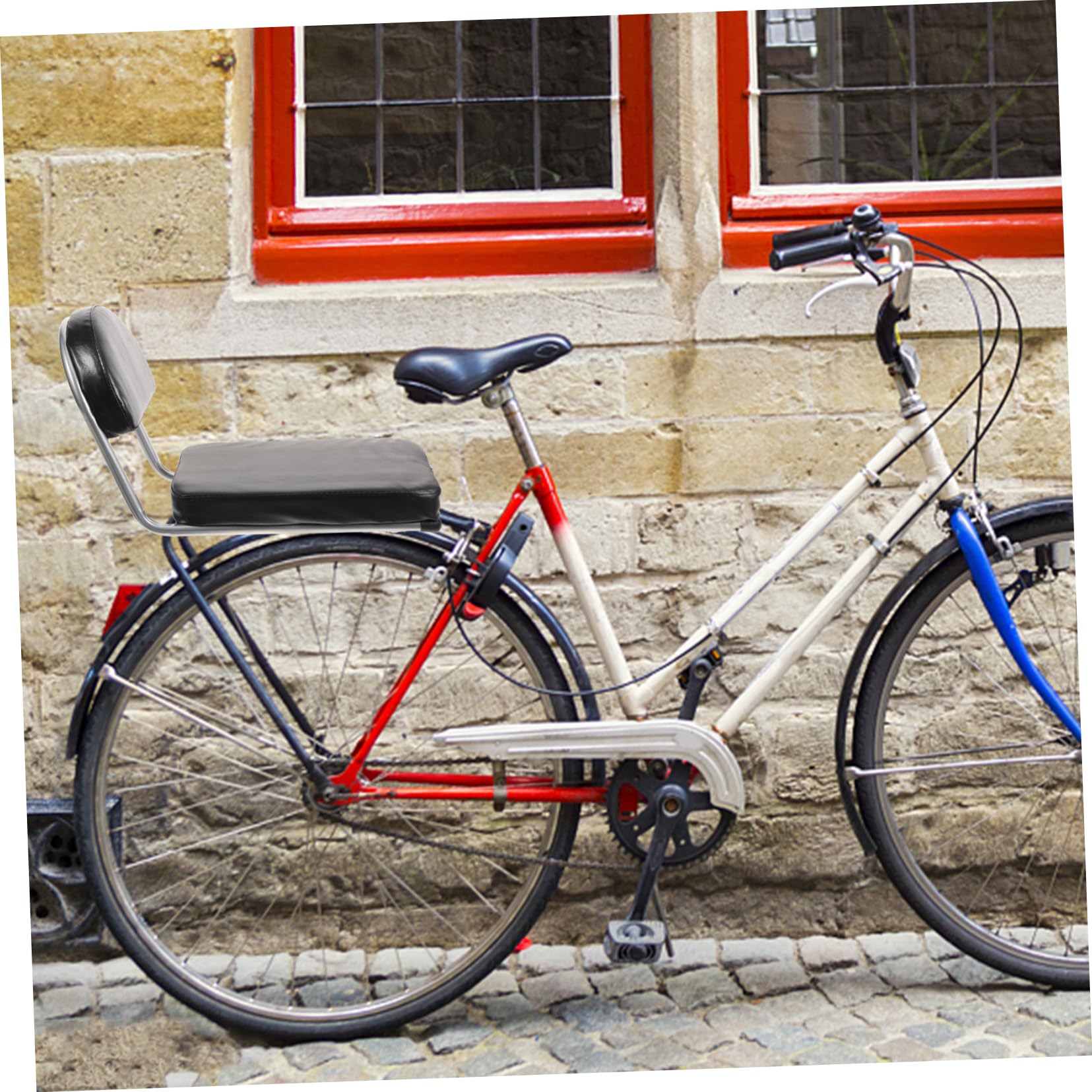 ibasenice Fahrradsitzpolster Aus Leder Und Metall Komfortabler Hinterradsitz Mit Kissen Strapazierfähig Und Sicher Für Mountainbikes Rennräder Und Falträder