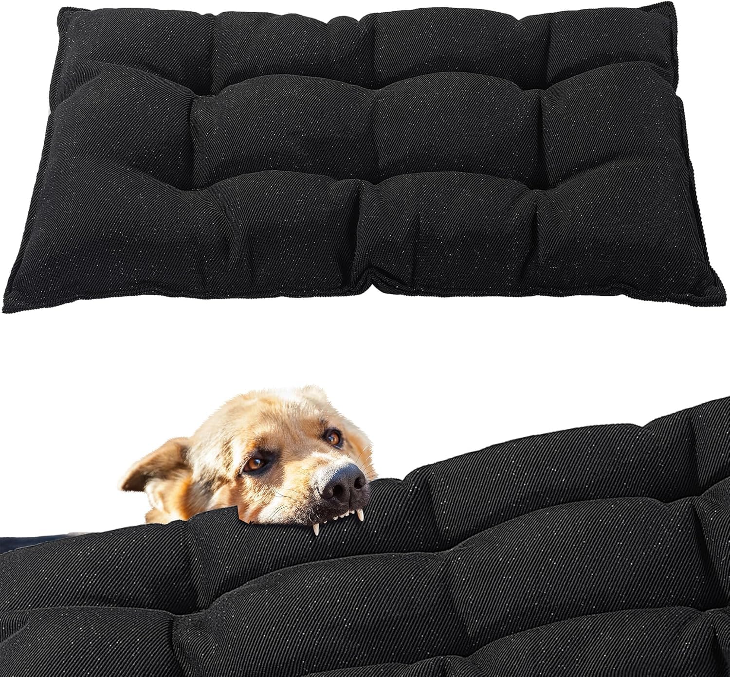 HOMBYS Chew Proof Dog Bed Indestructible and Durable Dog Crate Bed for Aggressive Chewers & Crazy Diggers, Water Resistant Crate Pad Mat Kennel Pad, (22"x35", Black)