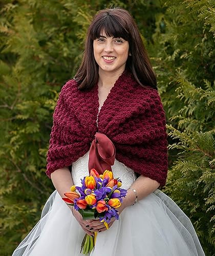 Burgundy shawl wedding Clearance