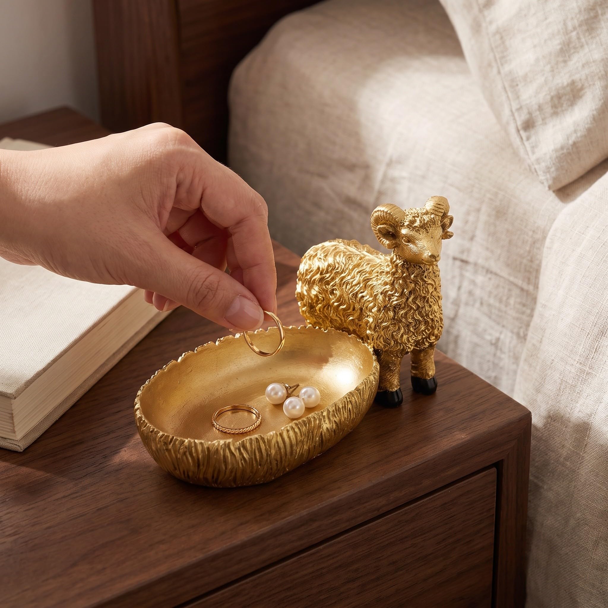 UKCOCO Bandeja de Escritorio para Joyas con Figura de Oveja, Escultura de