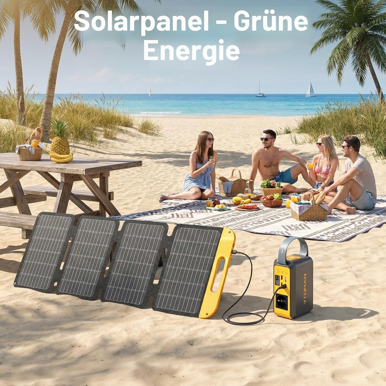 VTOMAN Jump 100 Tragbare Power Station mit 40W Solarpanel, 89.6Wh LiFePO4-Batterie, AC 100W (Spitzenleistung 200W) Steckdose und PD 65W Schnellladung für Camping, Zuhause, RV