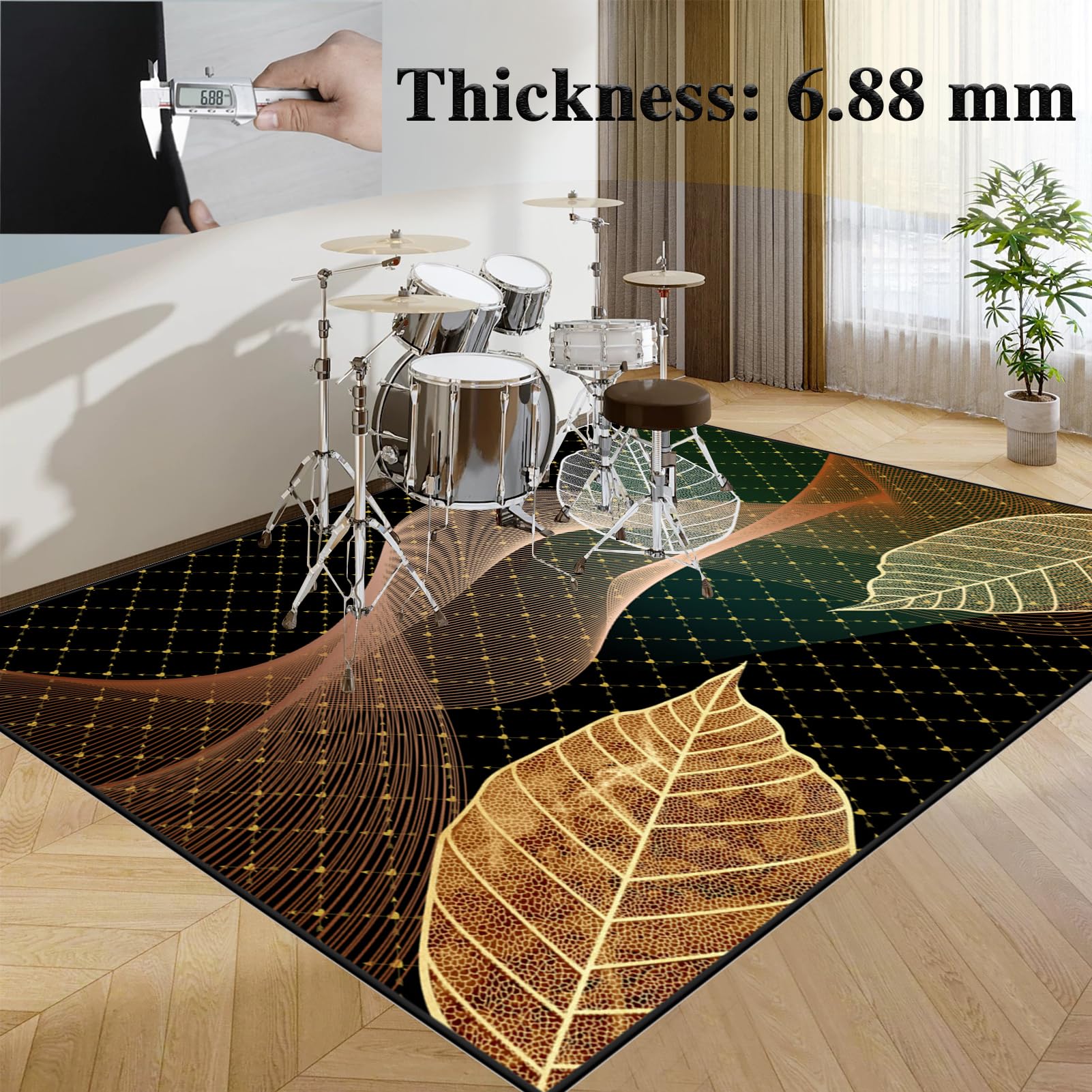 Dźwiękoszczelna mata bębnowa 120 x 100 cm antypoślizgowa mata do perkusji akustycznej profesjonalna osłona bębna do instrumentów muzycznych Snare Drum