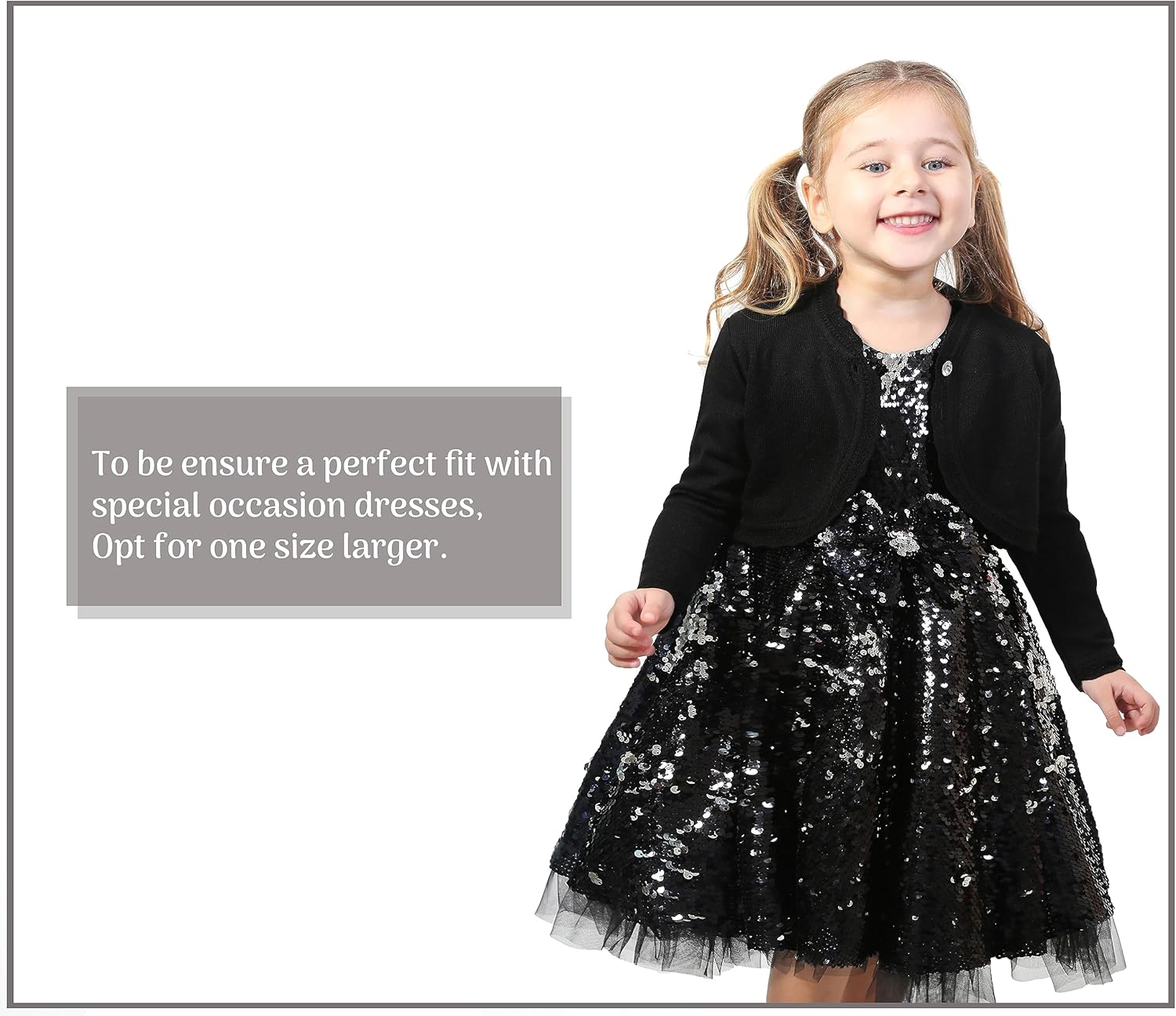 Lilax Little Girls' Knit Long Sleeve Button Closure Bolero Cardigan Shrug - Image 3