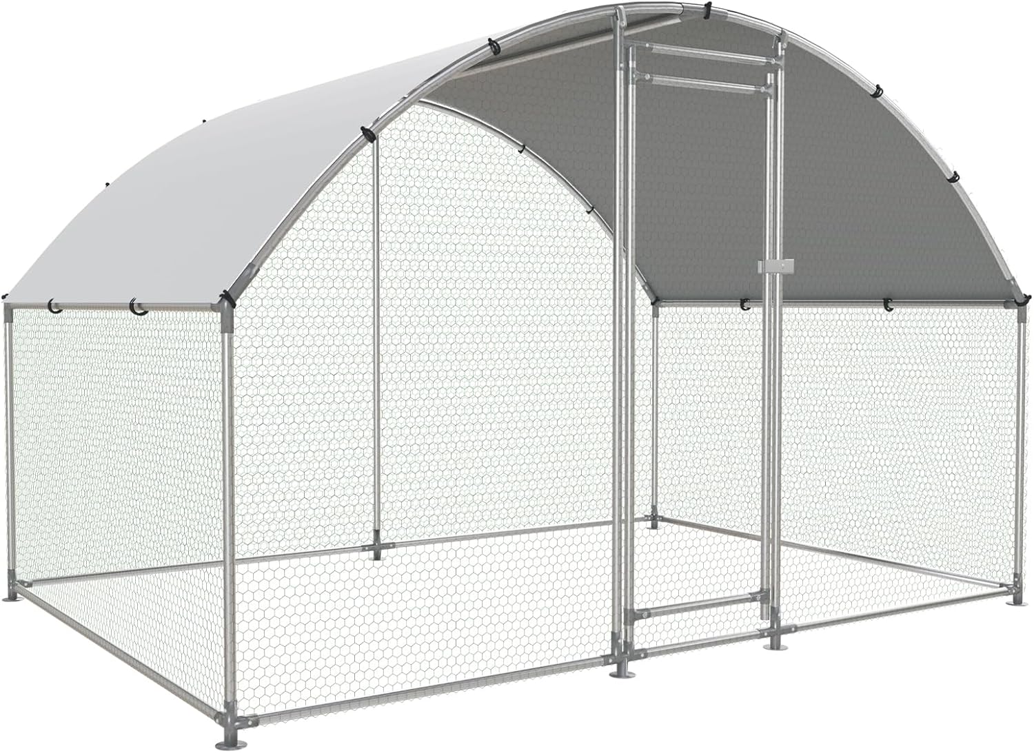 HEYTOWN Large Metal Chicken Coop with Run, Walk-in Dome Roof Poultry Cage with Waterproof & Anti-UV Cover for Yard for Ducks & Rabbits