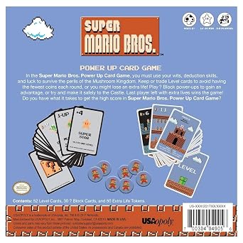 Super Mario Bros Power Up Card Game | Super Mario Brothers Video Game Nintendo NES Artwork | Fast paced Card Games | Easy to Learn and Quick to Play
