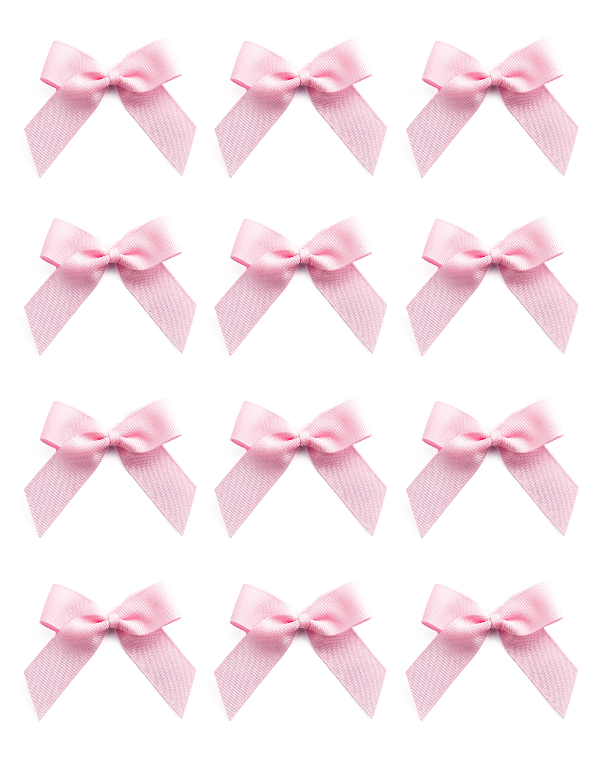 Italian Options Small Grosgrain Ribbon Bows, Self Adhesive Bows for Crafting, Gifts, Sewing, Hair Bow, Wedding Stationery, Floristry, Cakes, Crafts, Decorations, Pale Pink, 24 Pack, 5cm