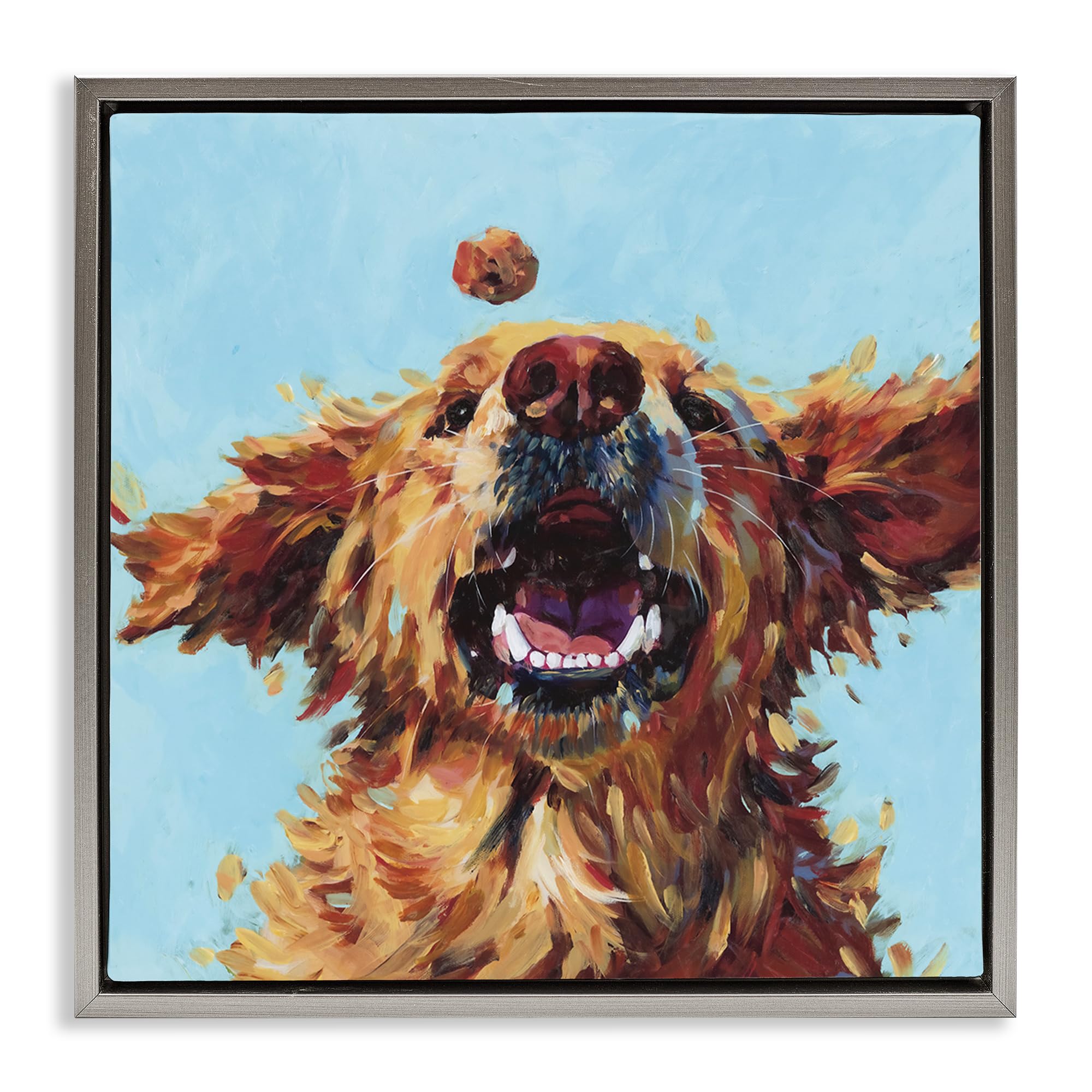 Stupell Industries Luster Gray (Matte) Treato Loyal Dog Playful Animal, 17 X 17 Inch Canvas In Floater Frame