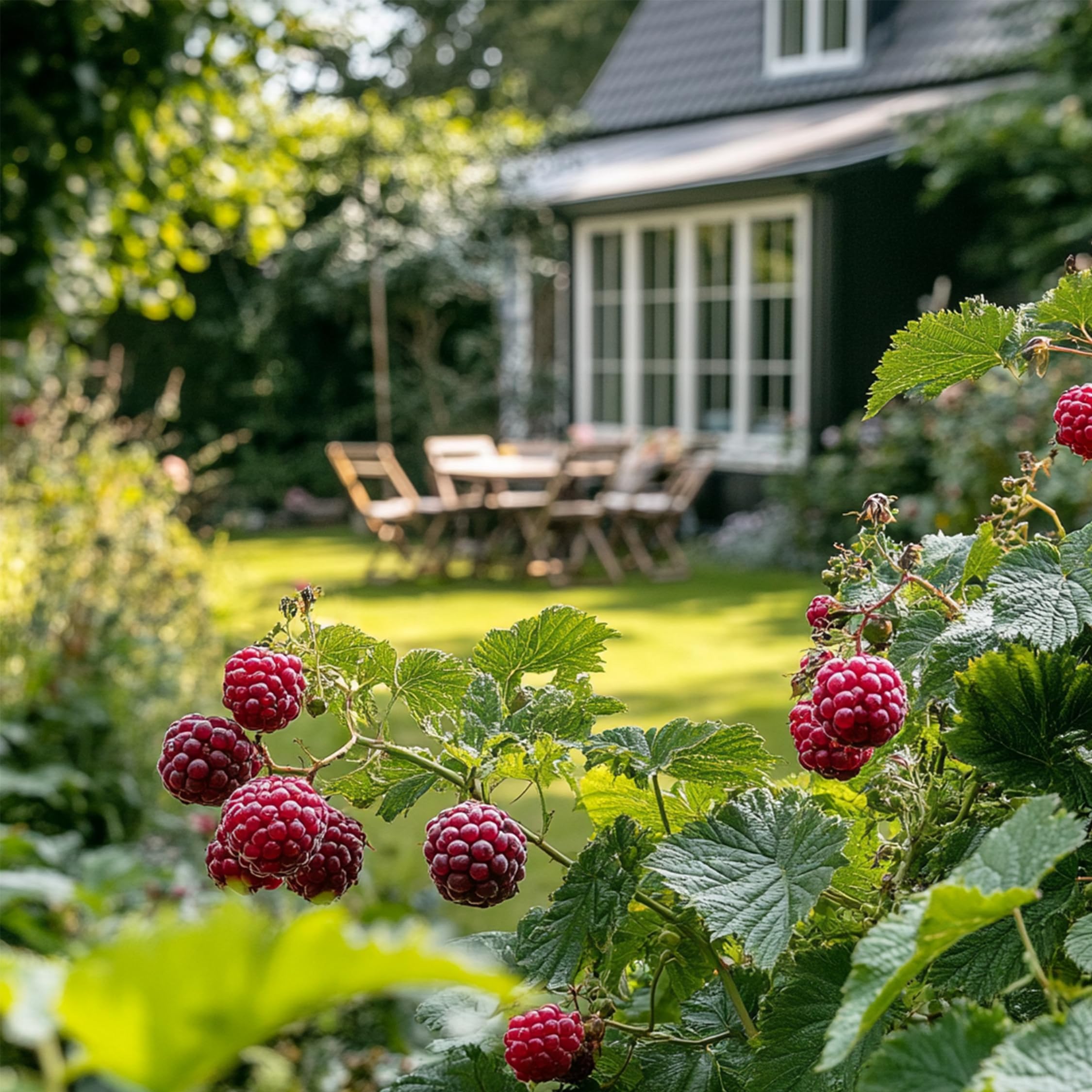 Plant in a Box - Rubus 'Baie de Tay' - Set de 3 - Croisement entre la mûre et la framboise - Fruits rouge foncé - Plante de jardin à feuilles caduques - Pot 9cm - Hauteur 25-40cm