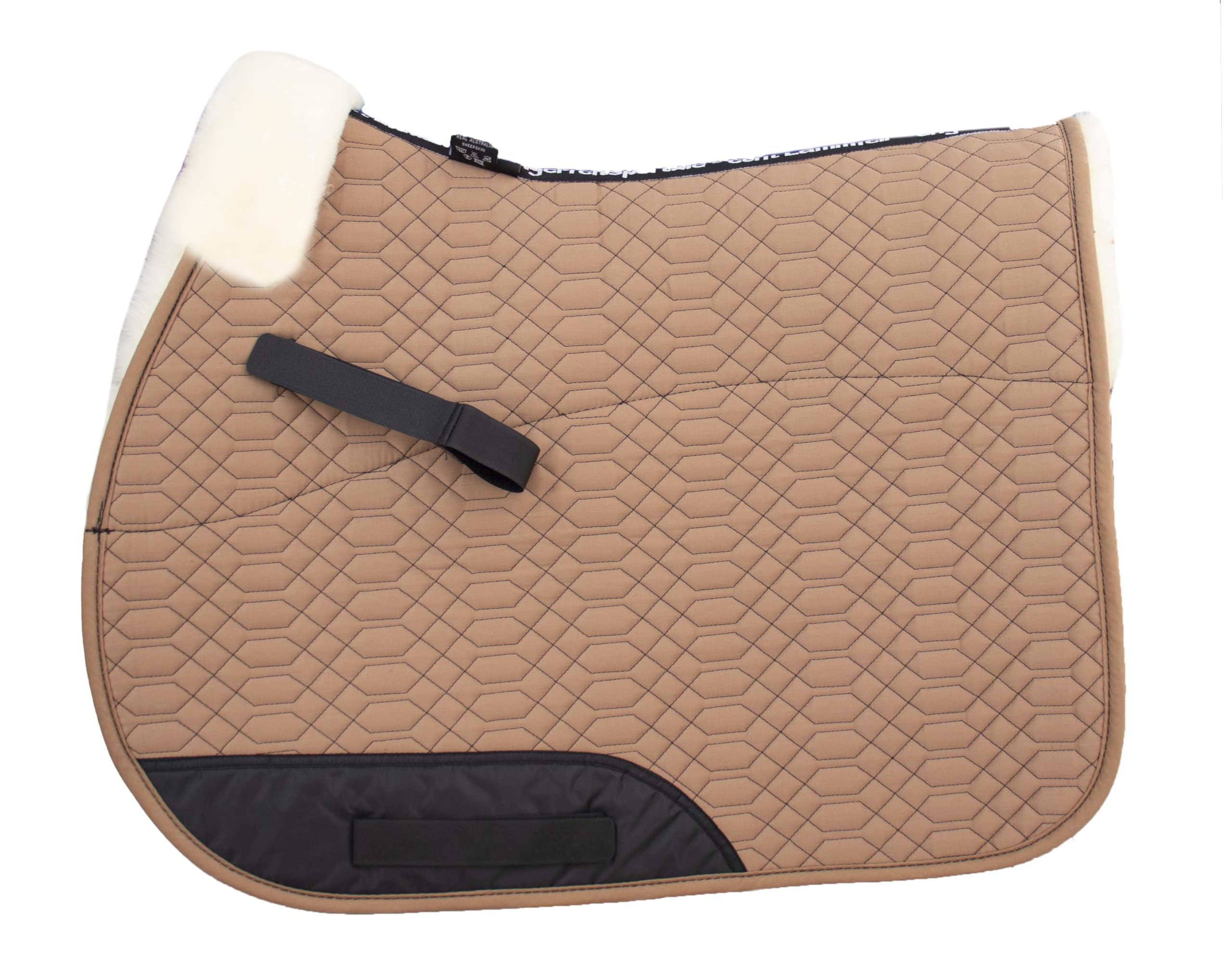 Engel Reitsport | SCHABRA1-D-WEI-WEI | Schabracke | Steppstoff | Lammfell im Sattelbereich | Half Lined | Fellkranz vorne | Dressur | Stoff weiß Fell weiß - 4