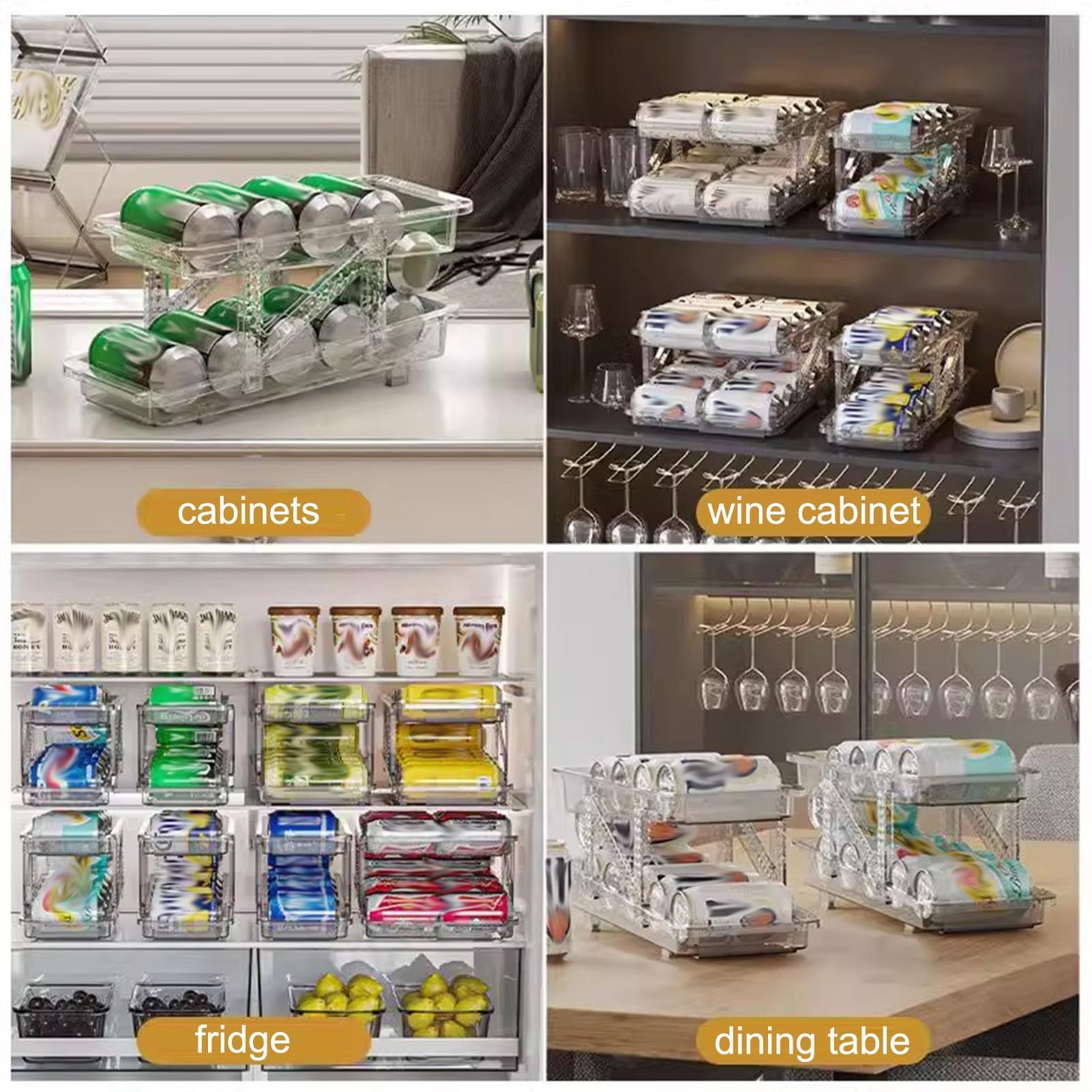 Kühlschrank Organizer Dosen Soda-Dosenspender Für Kühlschrank, Verstellbare Breite, Rollender Getränke-Organizer-Halter Für Kühlschrank, Faltbare Organizer-Aufbewahrung