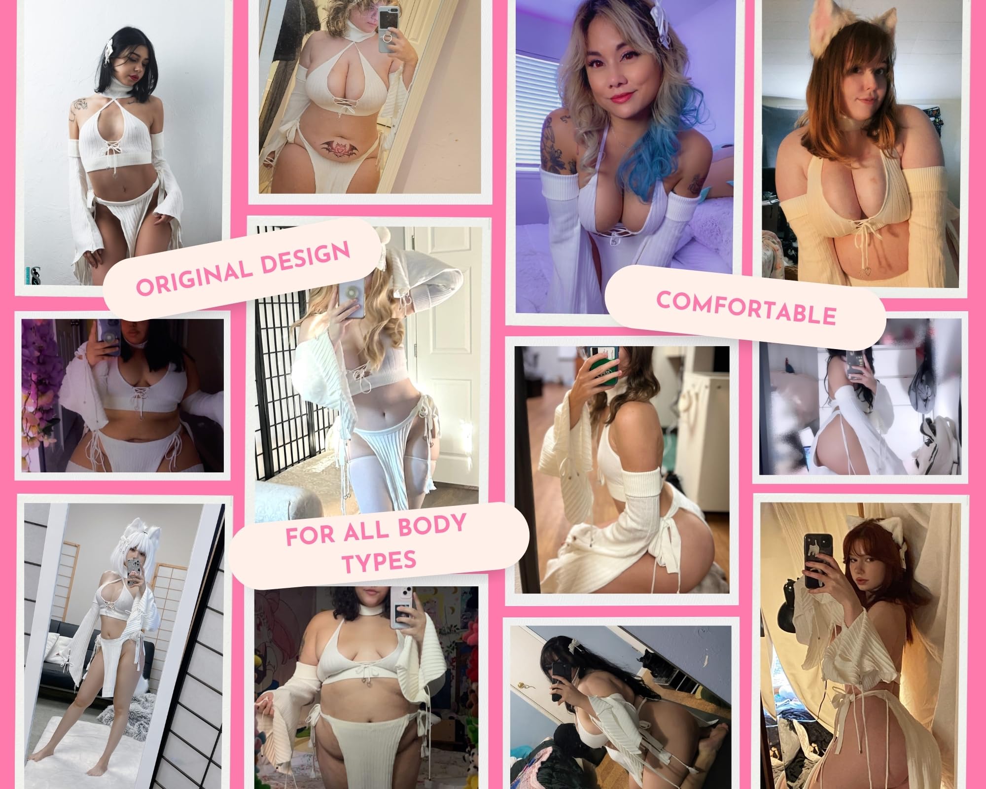 MOEFLAVOR Winter Fox Cosplay Lingerie Set - Cosplay Costumes for Women - Kawaii-Anime Outfits - Reg and Plus