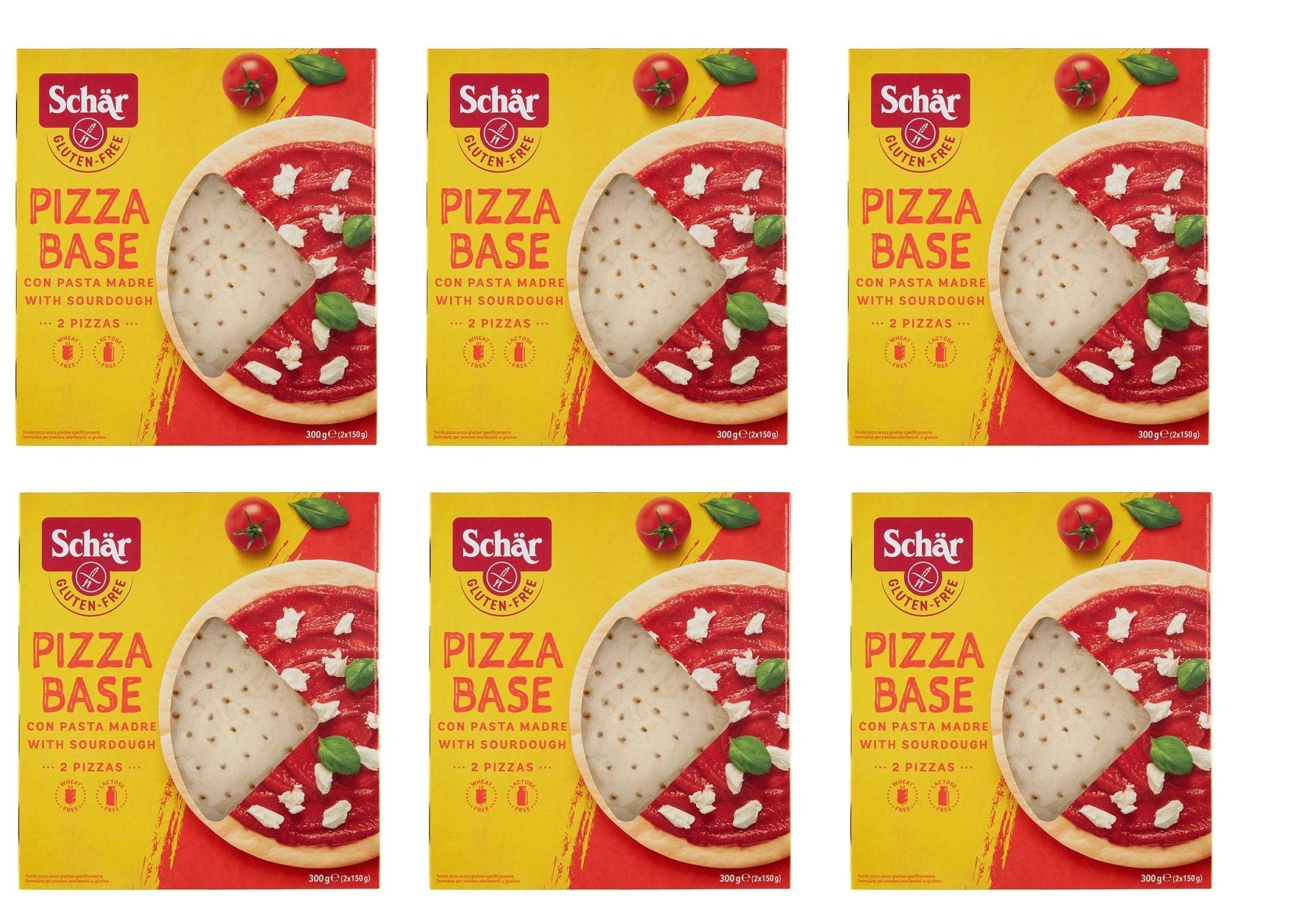 6x Schär Gluten Free Pizza Base Pizza Basis mit Sauerteig ( 2 x 150g ) 300g glutenfreies Produkt fertig in 15 min formuliert für Zöliakiekranke