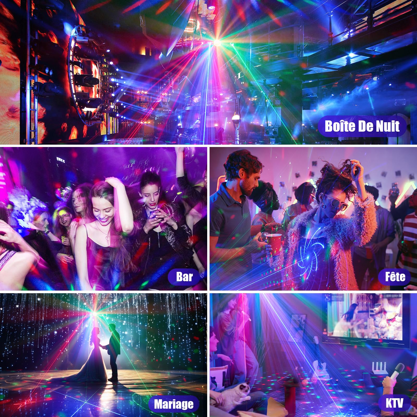 Jeux de Lumiere et Fête Contrôlée par Musique avec DMX512, UV & Boule Disco - Lumiere DJ pour Club, Fête, Événement, Mariage, Halloween